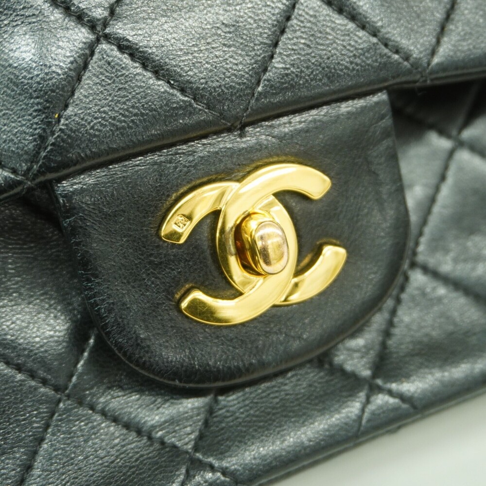 Chanel Matelass√© Shoulder Bag, Double Flap, Chain, Lambskin, Black, Women's - Picture 10 of 11